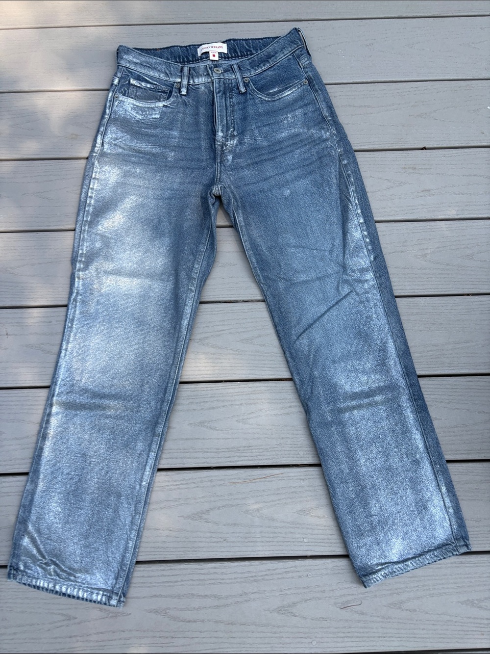 Lucky Brand Silver Metallic Straight Jeans